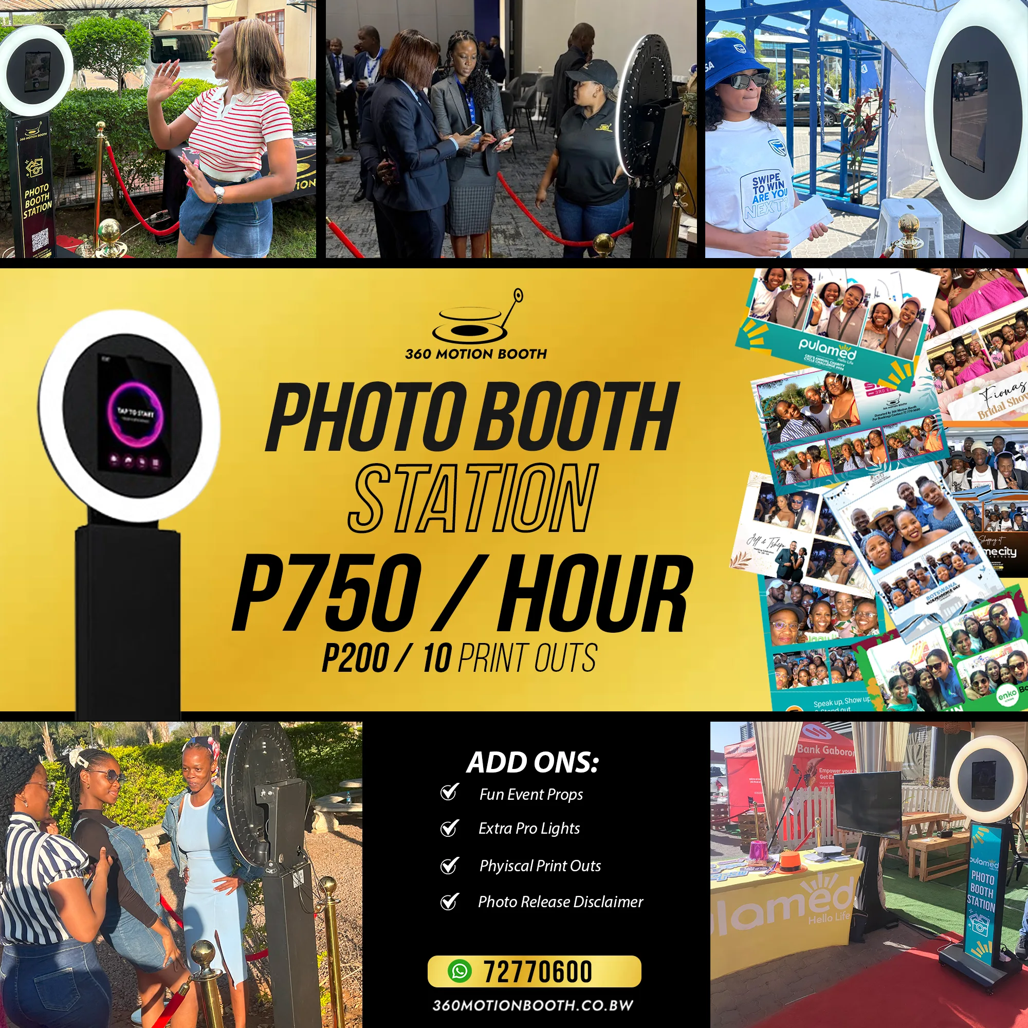 Advertisement for the photo booth station