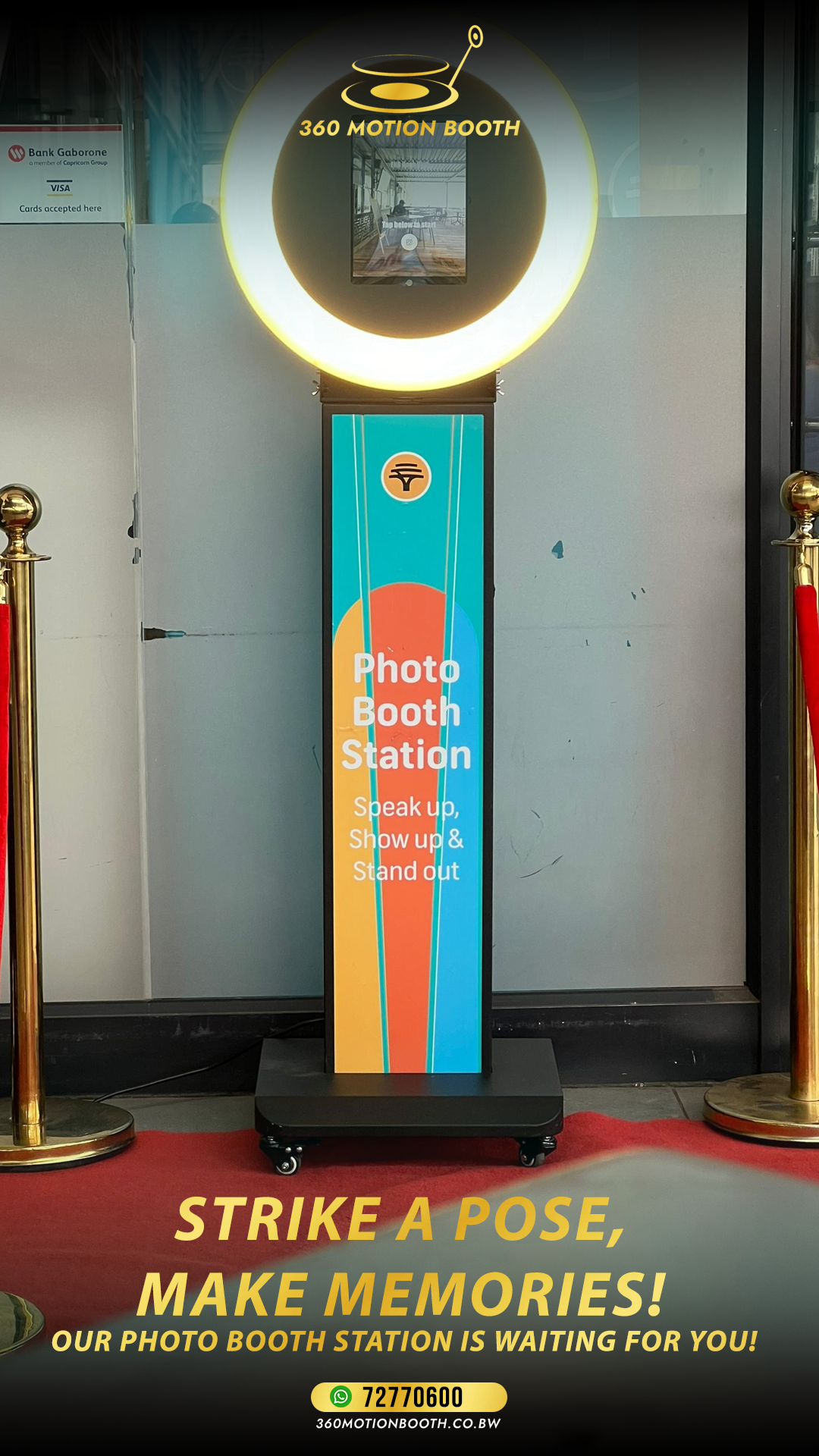Selfie Photo Booth Station at an FNB event